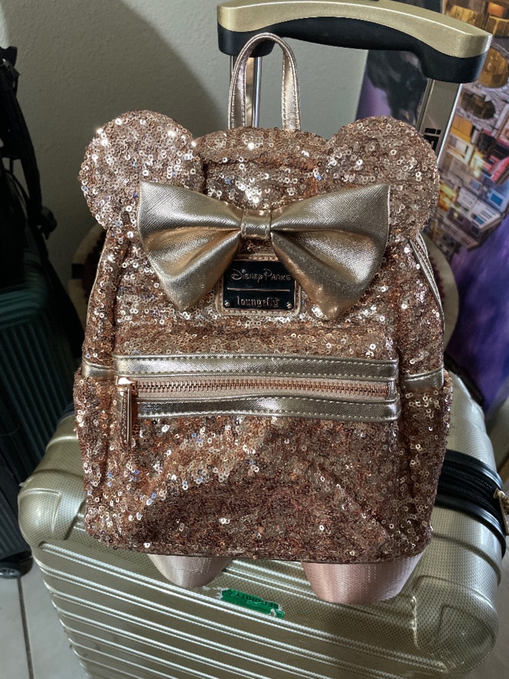 Disney Parks Loungefly Rose gold backpack